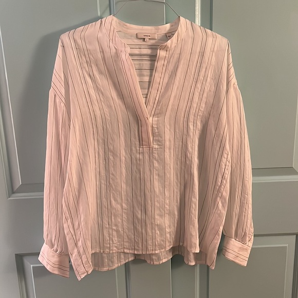 Vince V-neck Tunic Blouse with Stripe - Picture 4 of 7